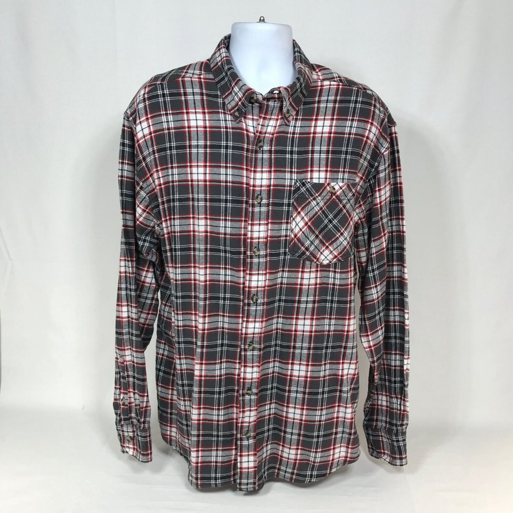 Ranch Tough Plaid Flannel Long Sleeve Button Shirt Mens XL Tall Western Outdoor